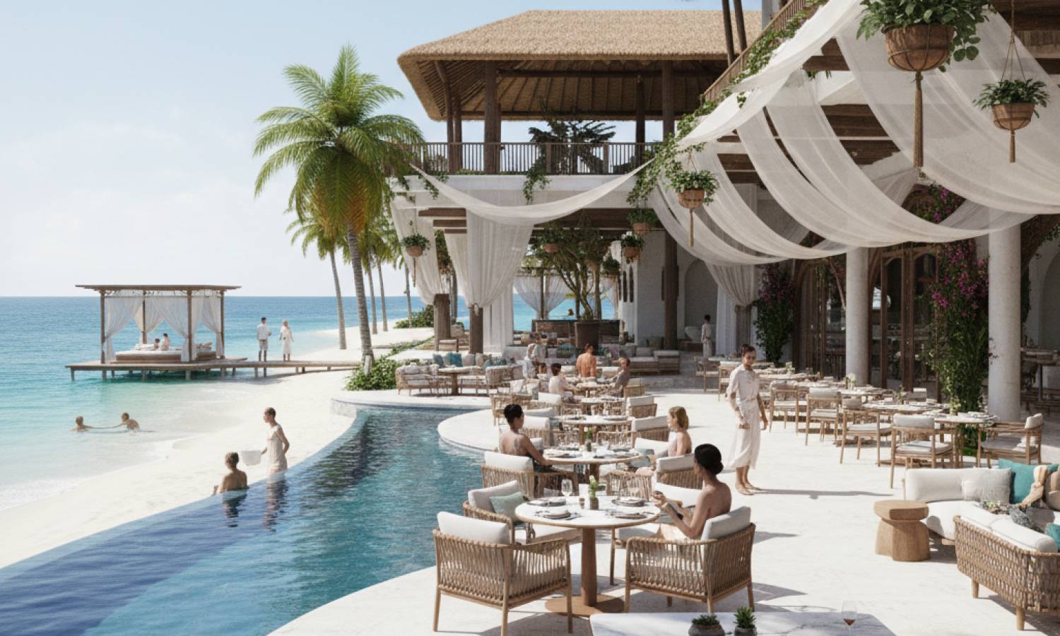 Le Bleu beachfront restaurant Nusa Dua Bali